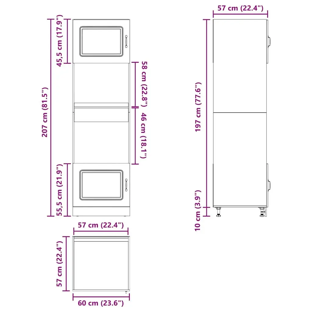 Kitchen Oven Cabinet 2 pcs White Engineered Wood Storage Unit Compact Design