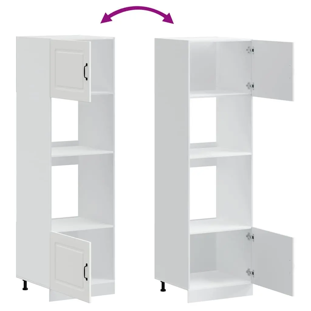 Kitchen Oven Cabinet 2 pcs White Engineered Wood Storage Unit Compact Design