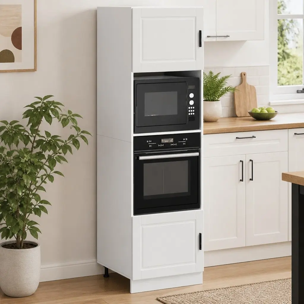 Oven Cabinets 2 pcs White Kitchen Storage Unit Large Compartment Engineered Wood