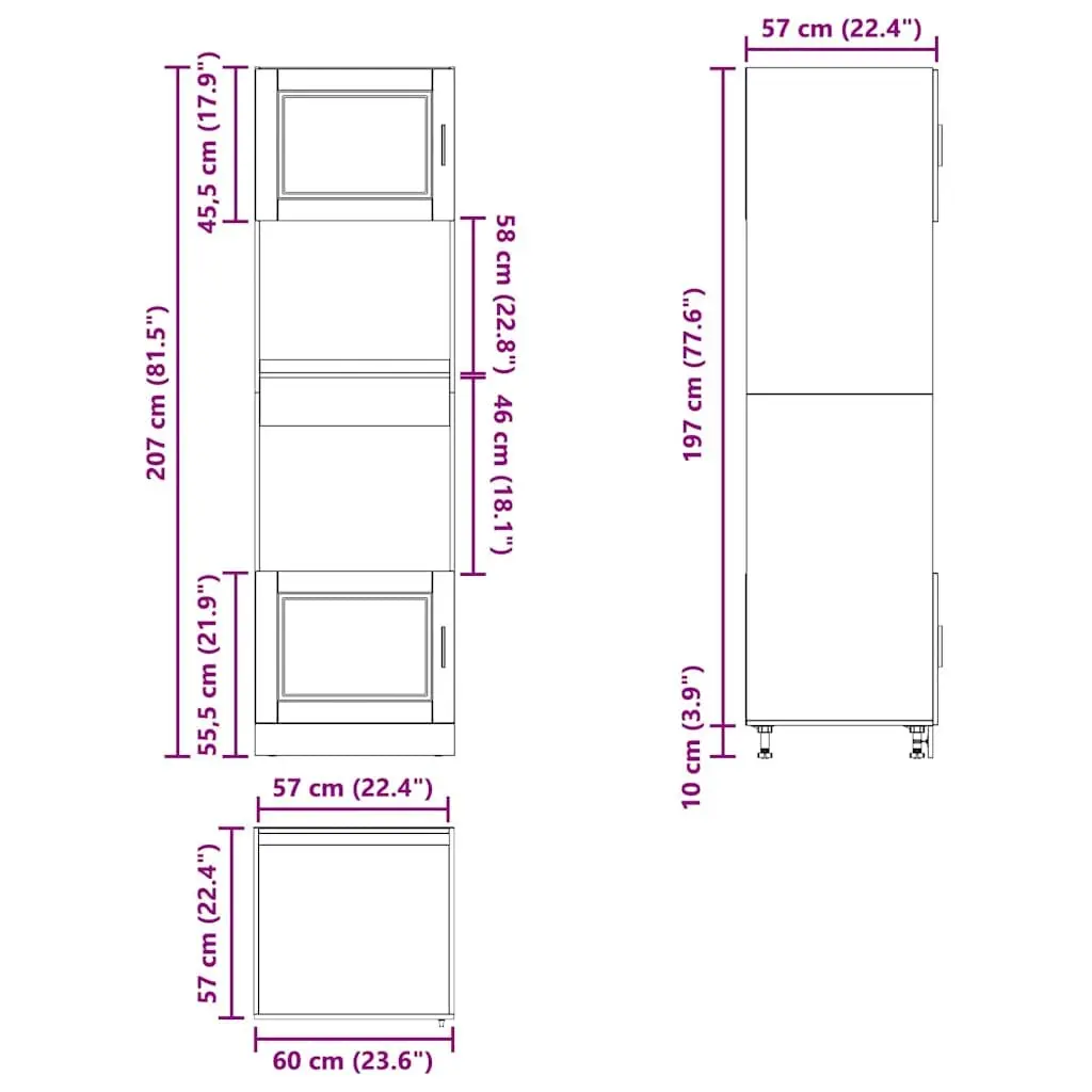 Oven Cabinets 2 pcs White Kitchen Storage Unit Large Compartment Engineered Wood