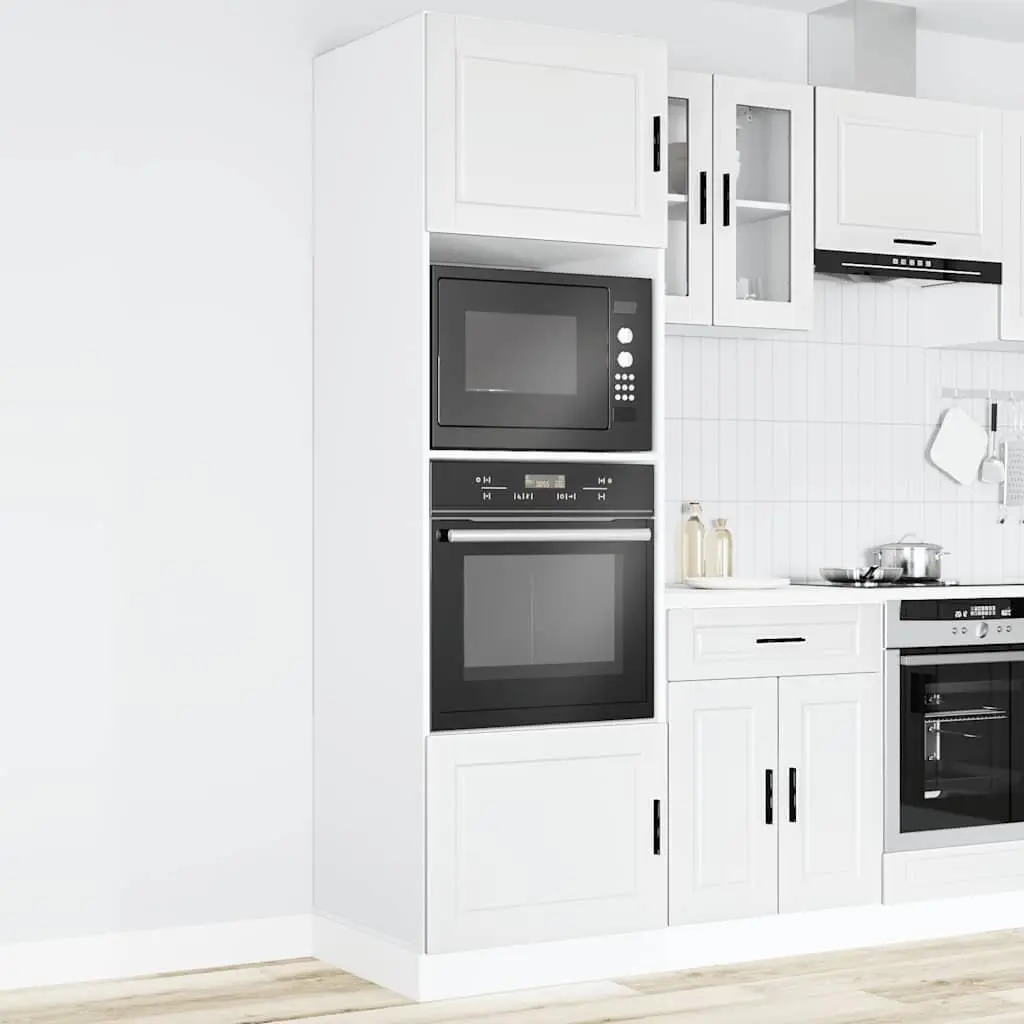 Oven Cabinets 2 pcs White Kitchen Storage Unit Large Compartment Engineered Wood