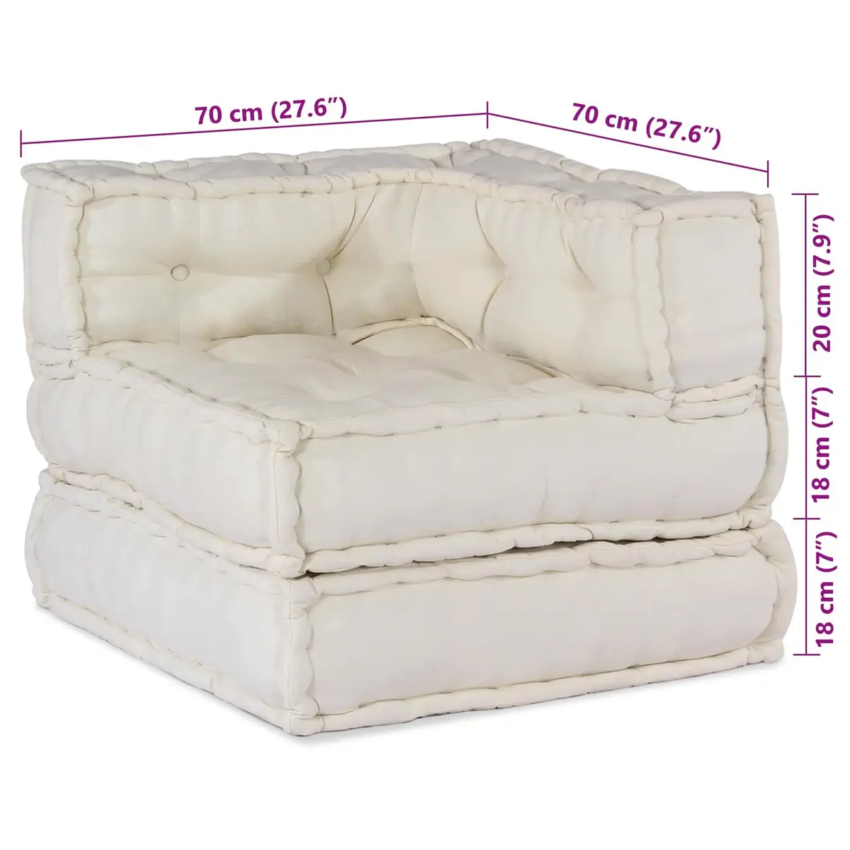 Modular Sofa Unit Cream 140 x 70 x 56 cm Fabric Lounge Indoor Outdoor