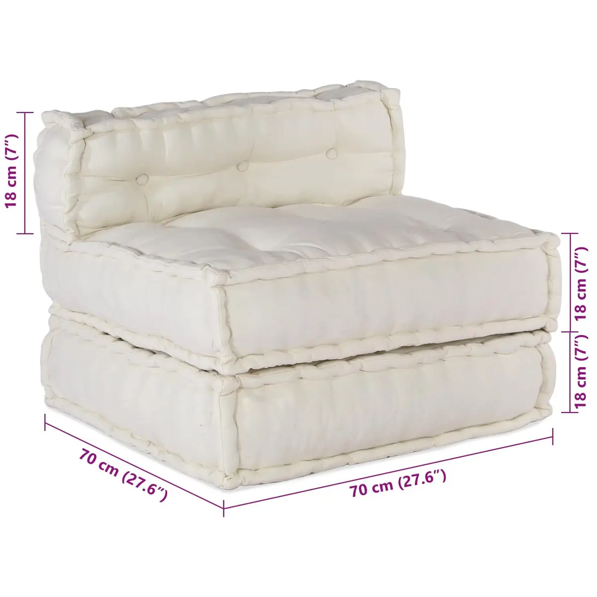 Modular Sofa Unit Fabric Cream 210 x 70 x 56 cm Indoor Outdoor