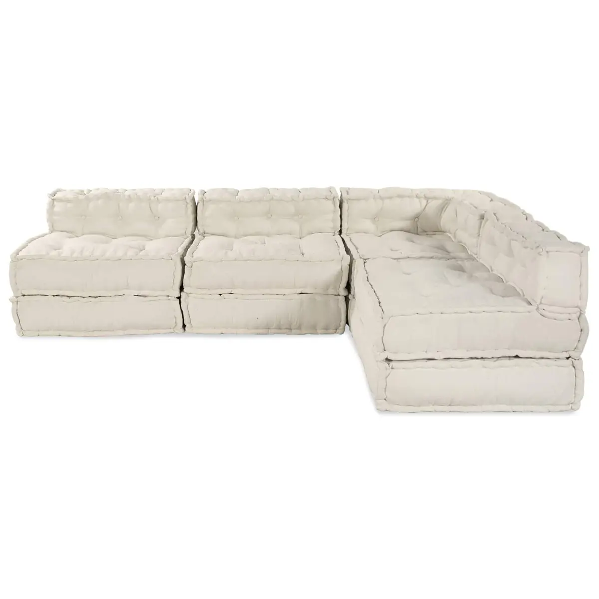 Modular Unit Sofa Cream Fabric Indoor Outdoor Lounge Seating 210x140x56cm