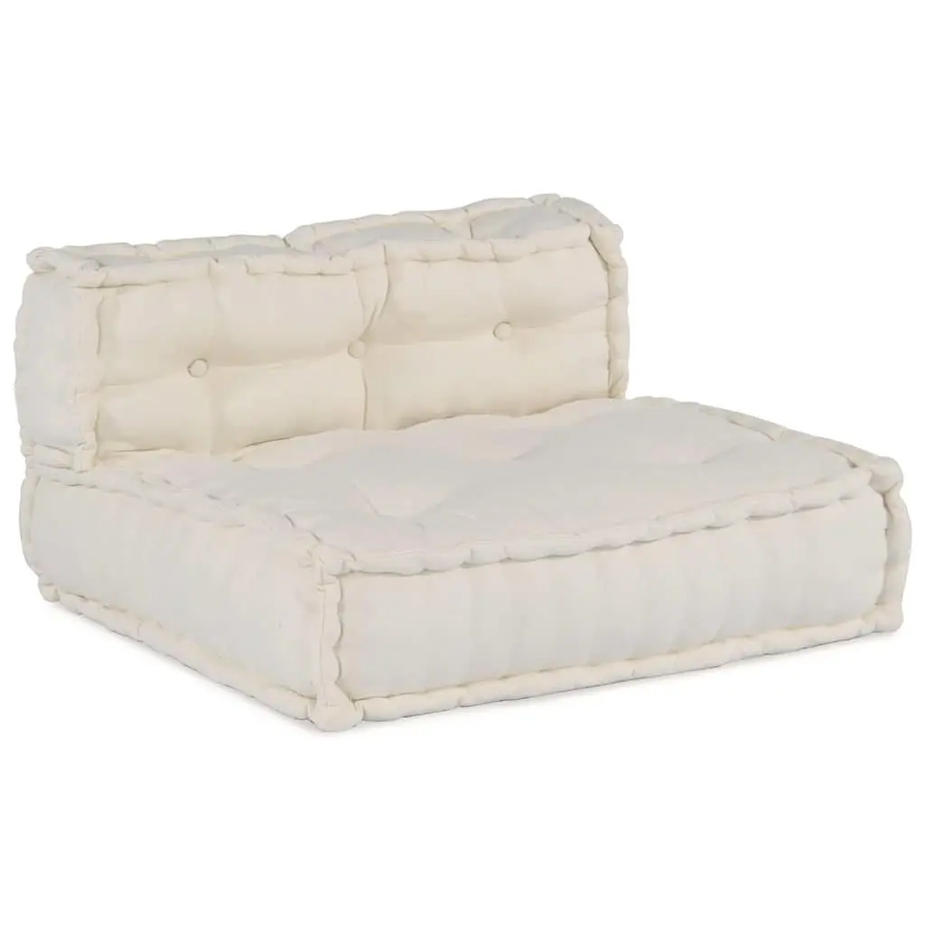 Modular Sofa Unit Fabric Cream 210 x 140 x 56 cm Indoor Outdoor Lounge Seating
