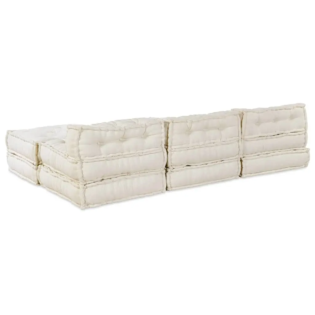 Modular Sofa Unit Fabric Cream 210 x 140 x 56 cm Indoor Outdoor Lounge Seating