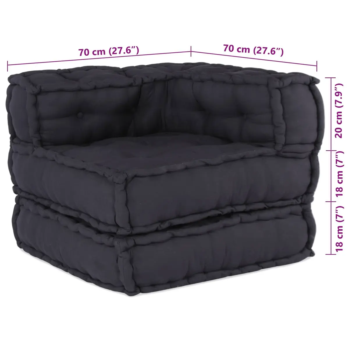 Modular Sofa Unit 2 Piece Anthracite Fabric 140 x 70 x 56 cm