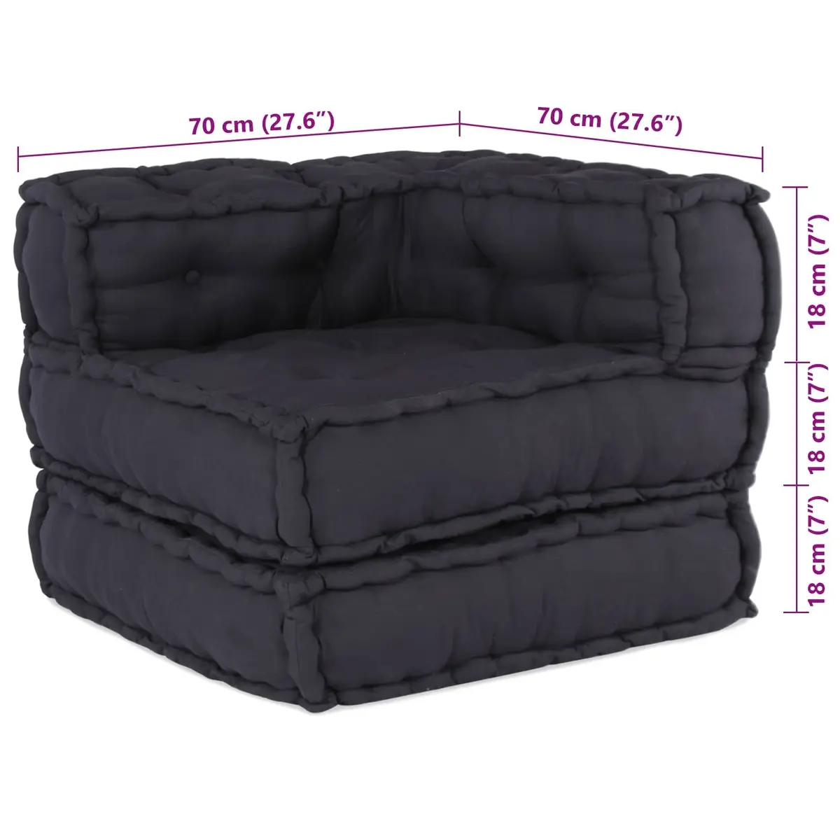 Modular Sofa Unit Fabric Anthracite 210 x 140 x 56 cm Indoor Outdoor Lounge