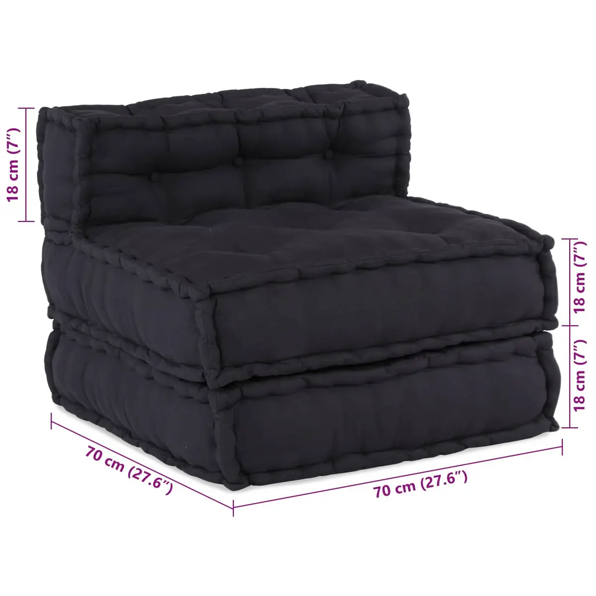 Modular Sofa Unit Fabric Anthracite 210 x 140 x 56 cm Indoor Outdoor Lounge