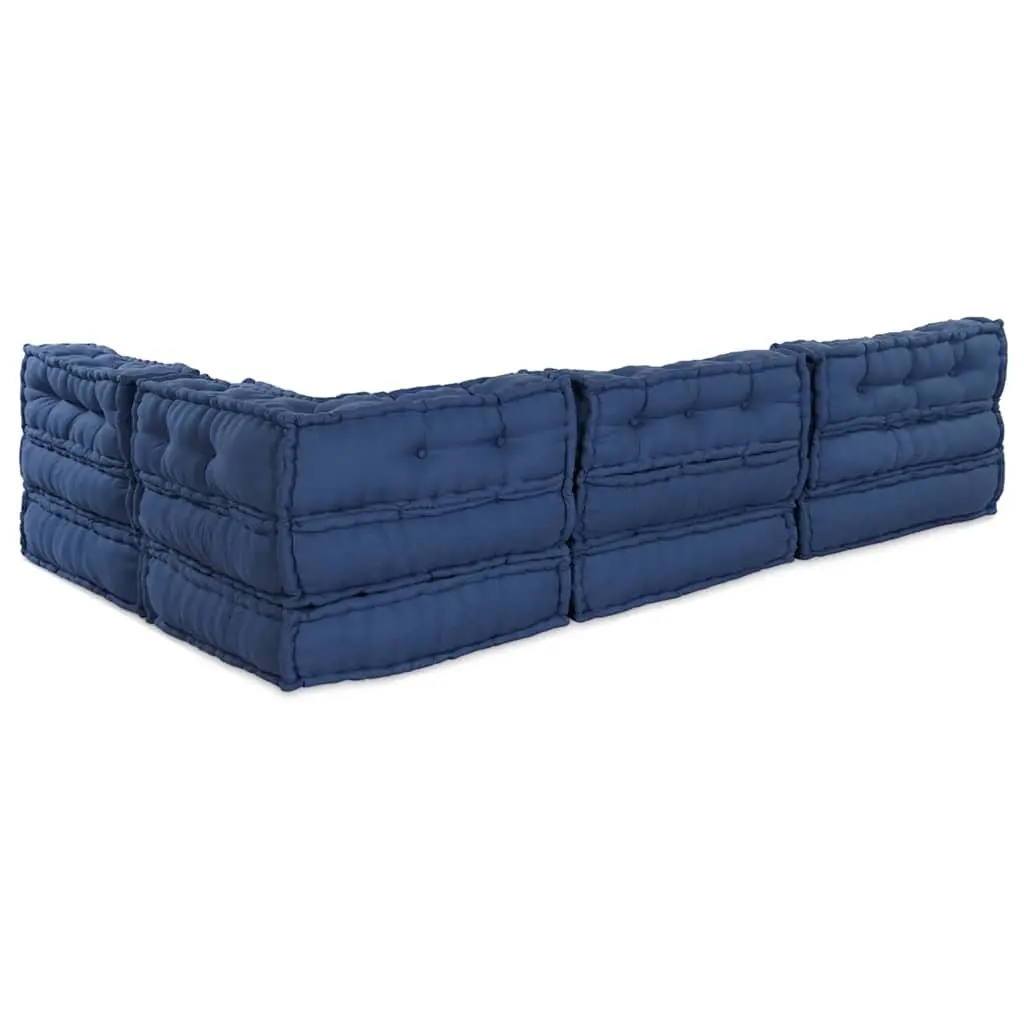 Modular Sofa Unit Fabric Indigo Blue 210 x 140 x 56 cm Indoor Outdoor Lounge