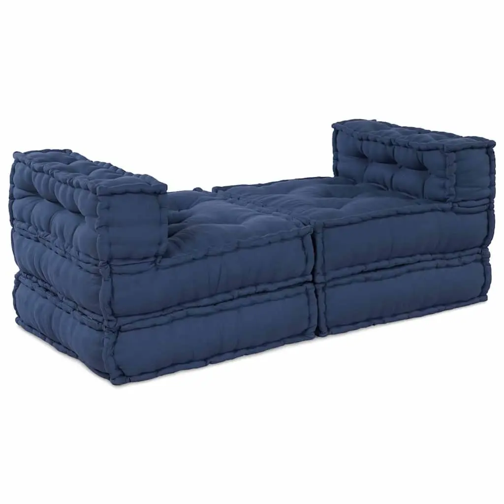 Modular Sofa Unit Fabric Indigo Blue 210 x 140 x 56 cm