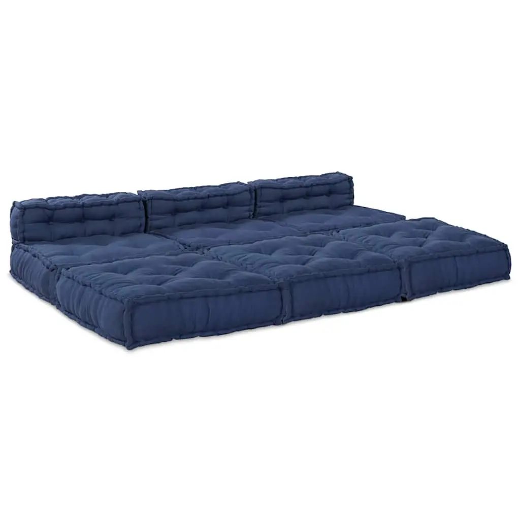Modular Sofa Unit Fabric Indigo Blue 210 x 140 x 56 cm