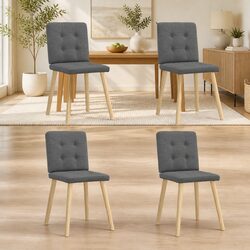 Dining Chairs 4 pcs Grey Fabric Kitchen Room Seating Elegant Design Comfort