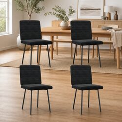 Dining Chairs 4 pcs Black Velvet Kitchen Room Seating Furniture Set Modern
