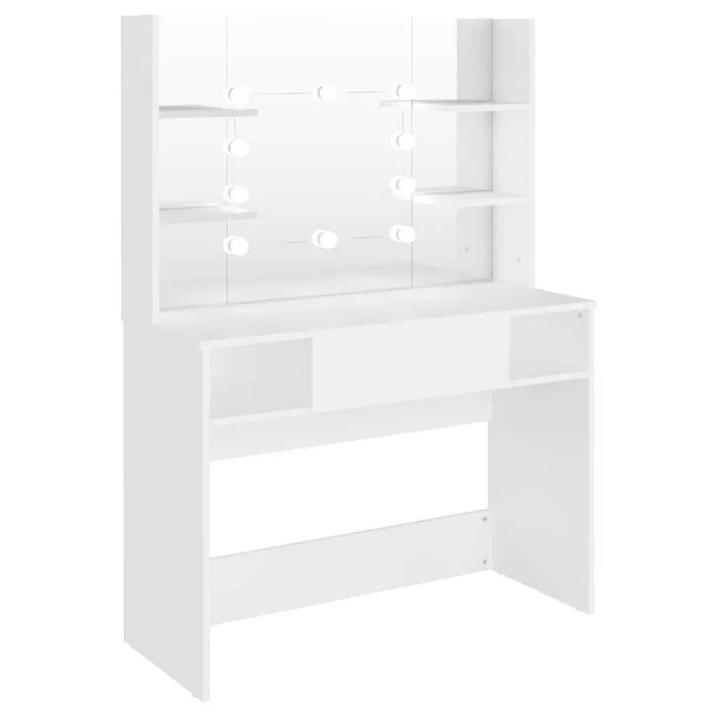 Makeup Dressing Table with LED Lights Mirror White 100cm W x 40cm D x 135cm H