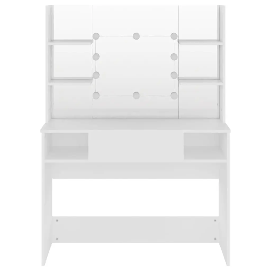 Makeup Dressing Table with LED Lights Mirror White 100cm W x 40cm D x 135cm H