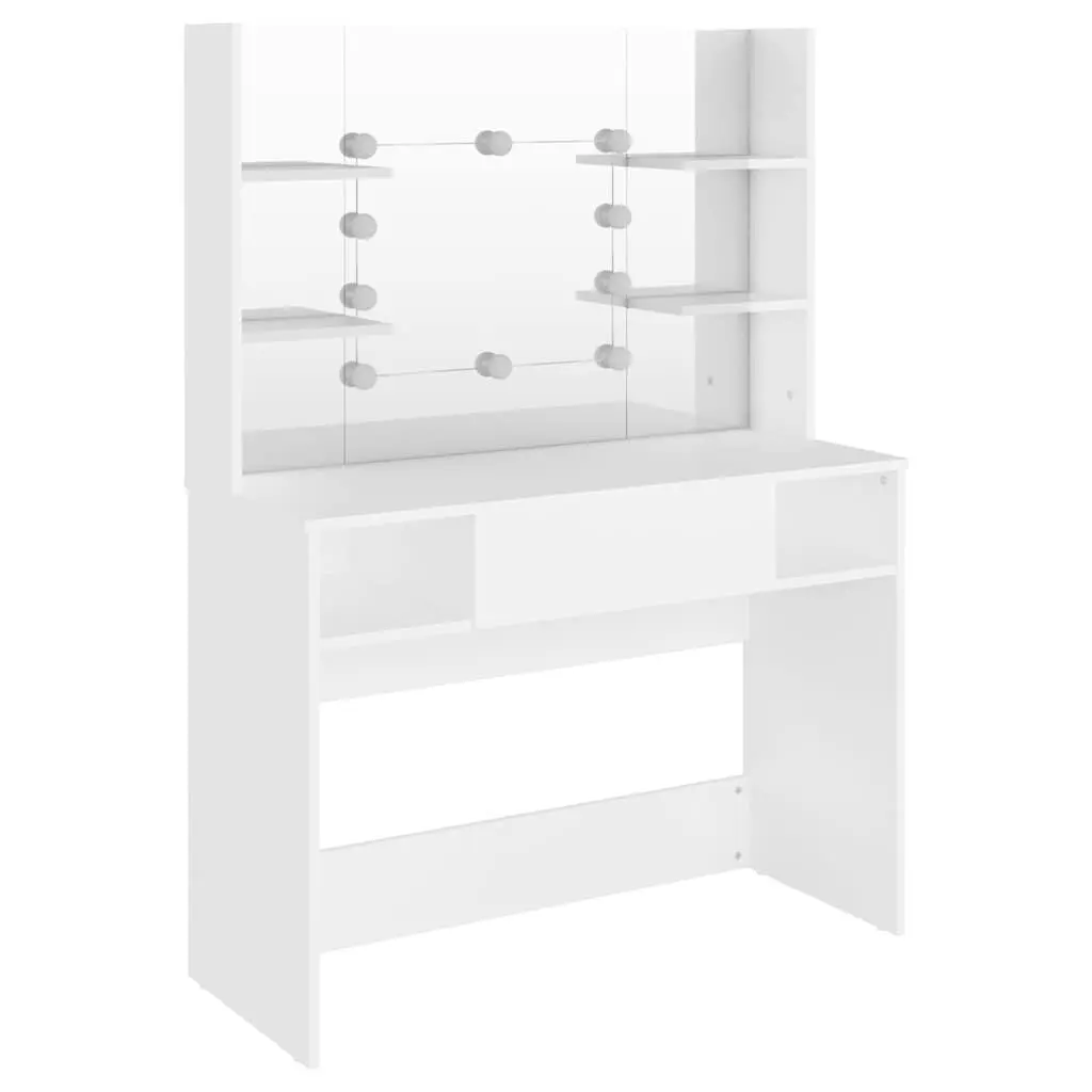 Makeup Dressing Table with LED Lights Mirror White 100cm W x 40cm D x 135cm H
