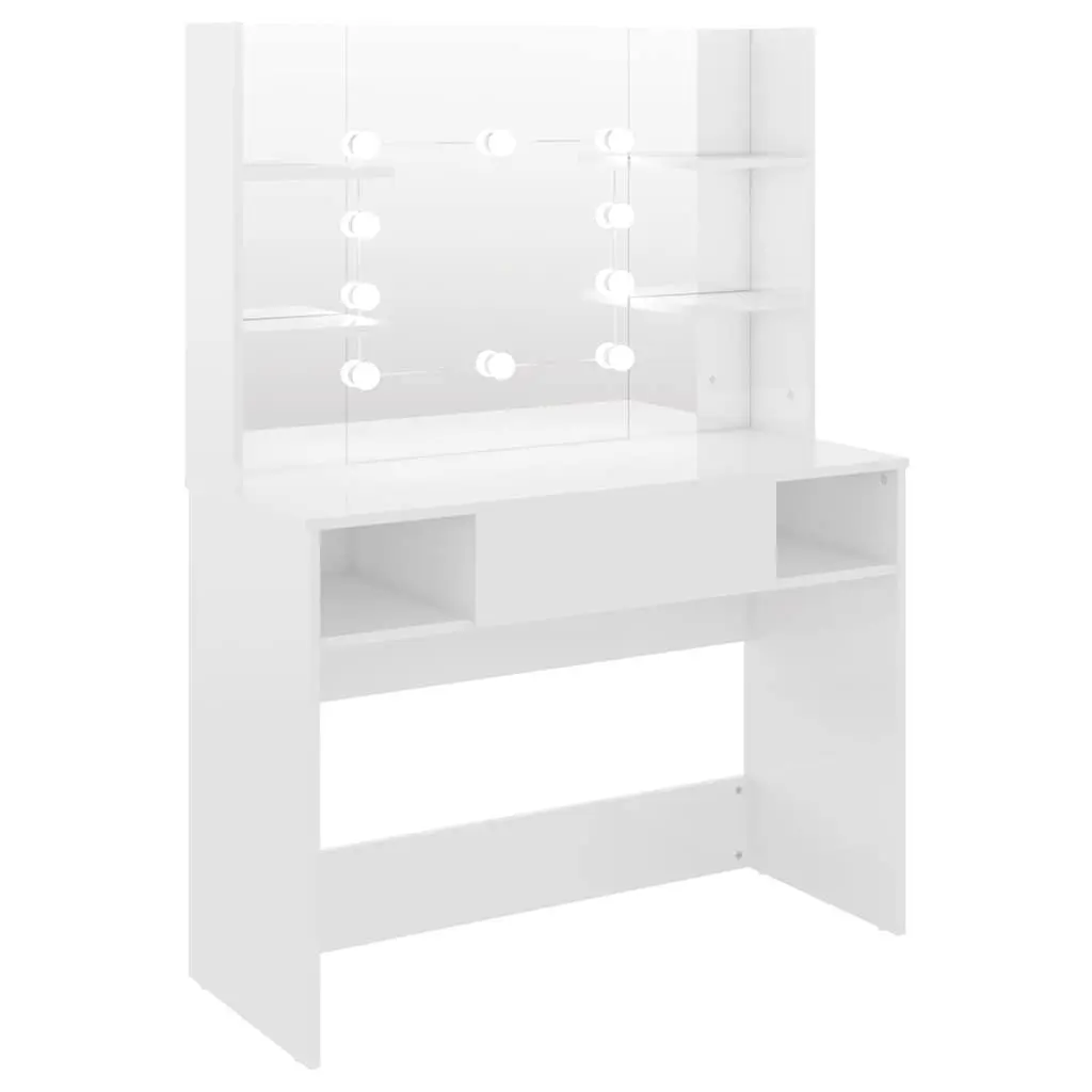Makeup Vanity Table with LED Lights Mirror Bedroom Dressing Station White