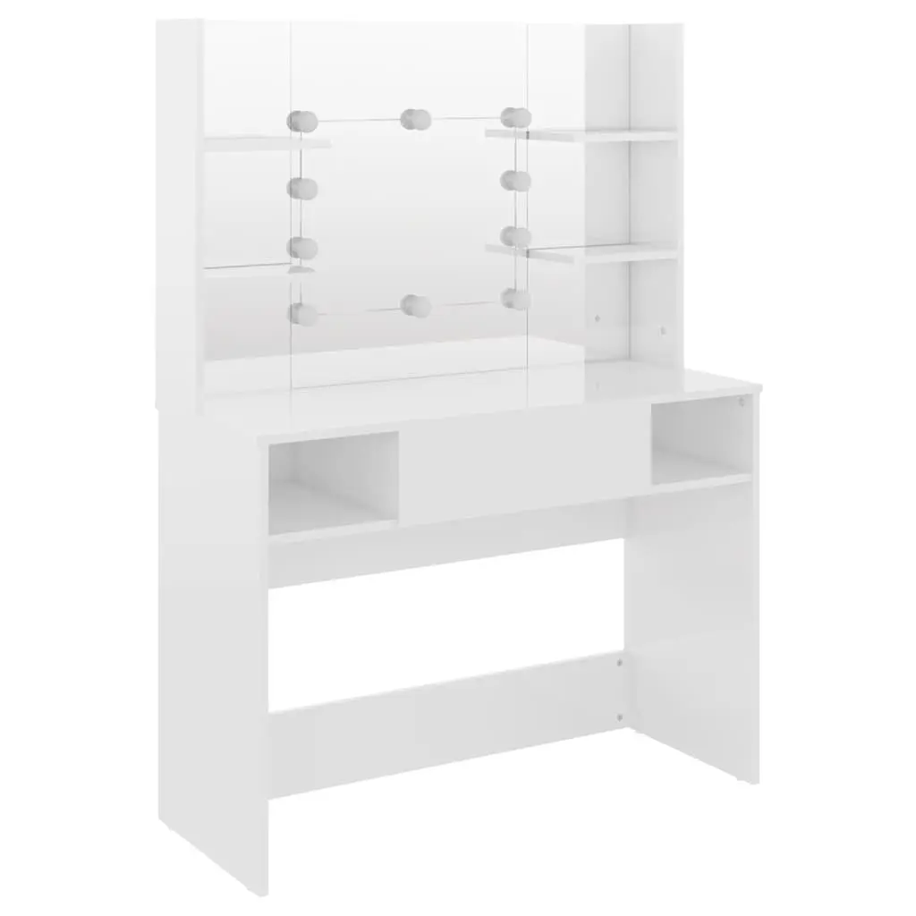 Makeup Vanity Table with LED Lights Mirror Bedroom Dressing Station White