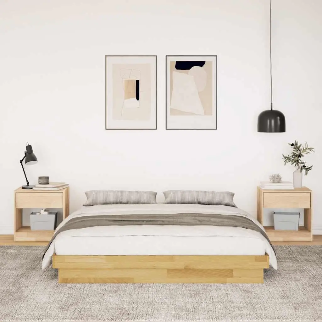 Oak Bed Frame 150x200 cm with Slatted Base