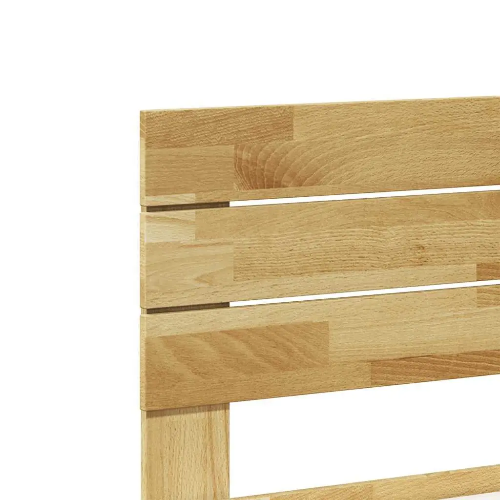Solid Wood Oak Bed Frame 90x190 cm with Headboard Low Floor Slatted Base