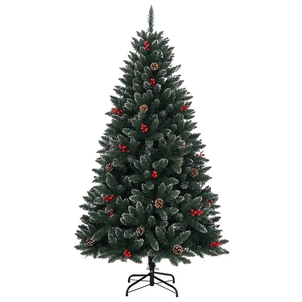 Artificial Christmas Tree Green 210cm 300 LED Lights Hinged Branches Steel Stand