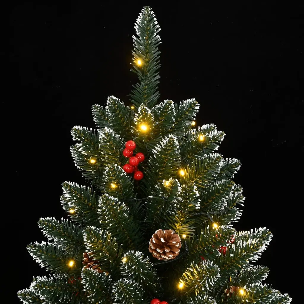 Artificial Christmas Tree Green 210cm 300 LED Lights Hinged Branches Steel Stand