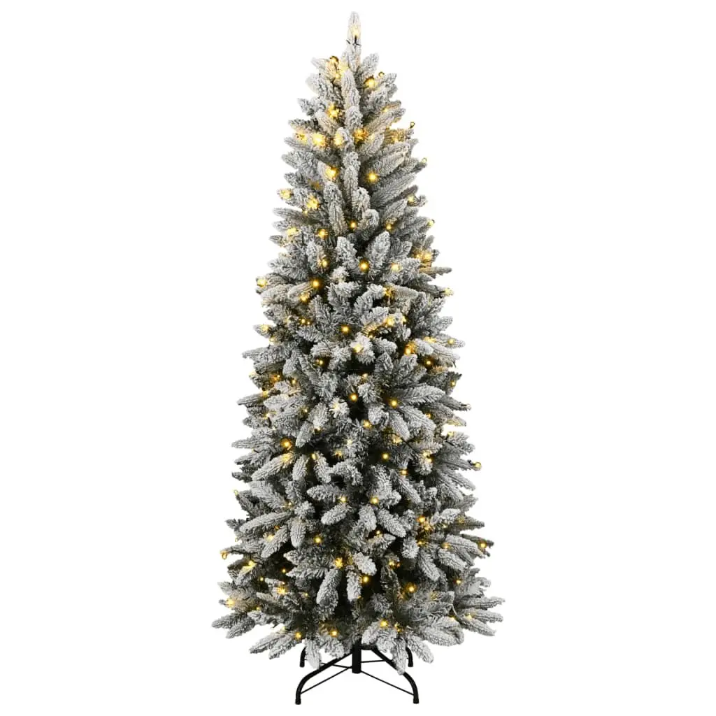 Artificial Christmas Tree 210cm Green 300 LED Lights Flocked Snow Holiday Decor