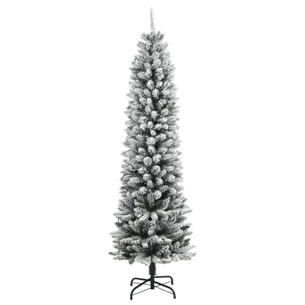 Artificial Christmas Tree Flocked Snow 180cm Green Slim