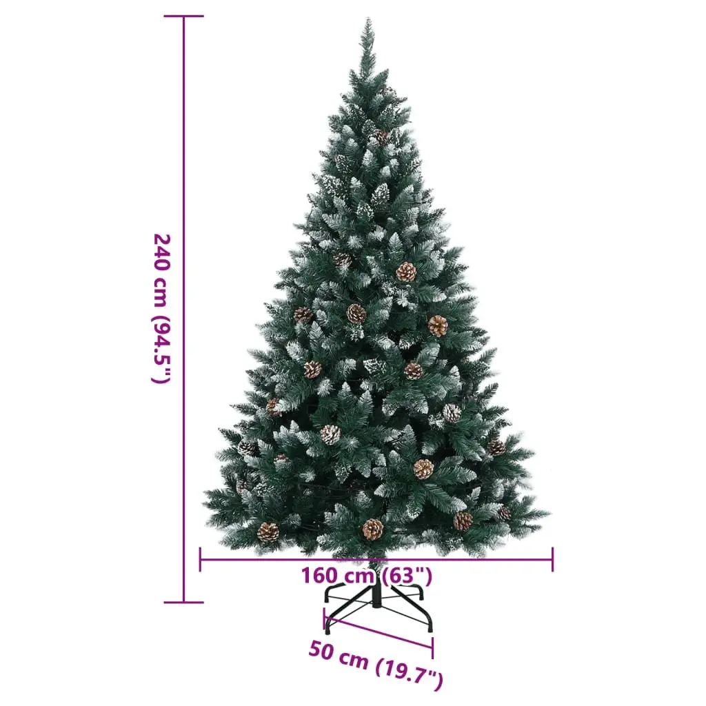 Artificial Christmas Tree 240cm 300 LED Lights 8 Modes Green Hinged Branches