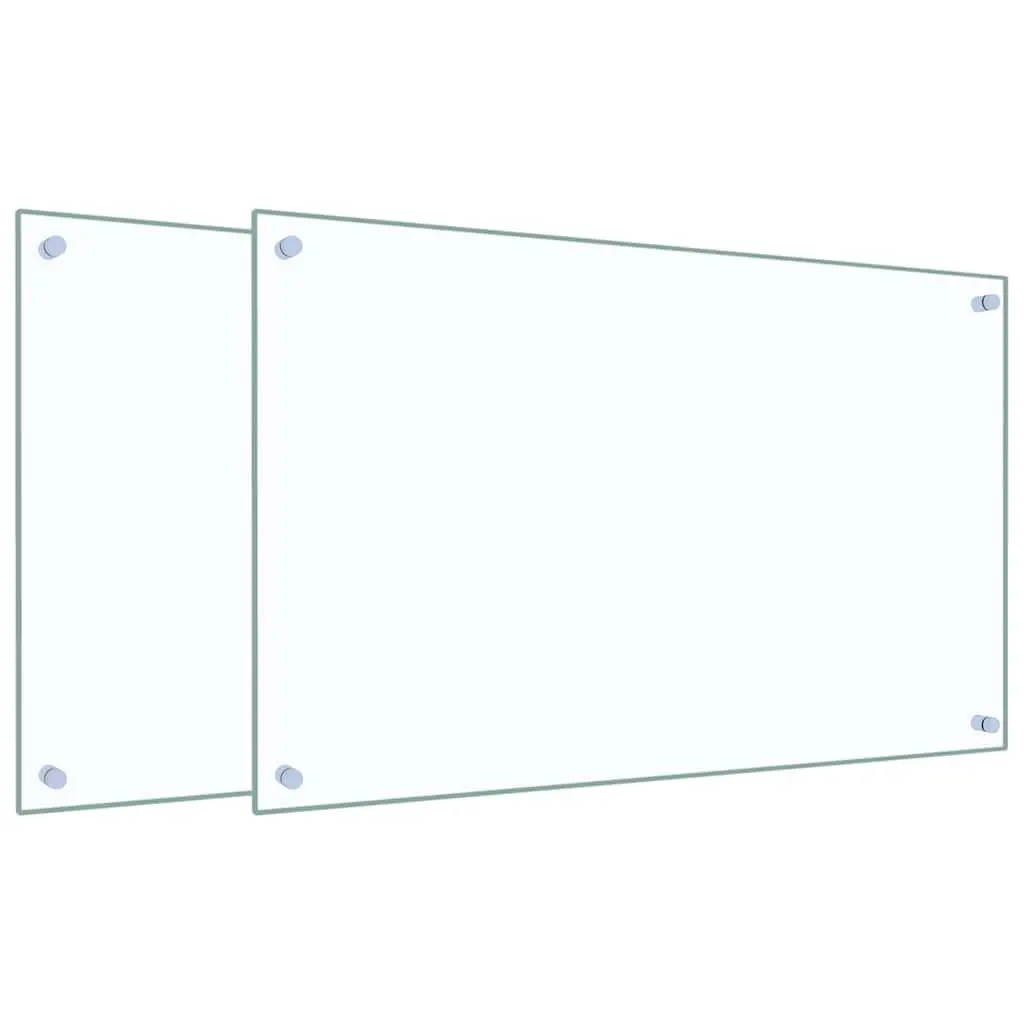 Kitchen Backsplash Tempered Glass Splash Guard 80x50 cm Transparent 2 pcs Set