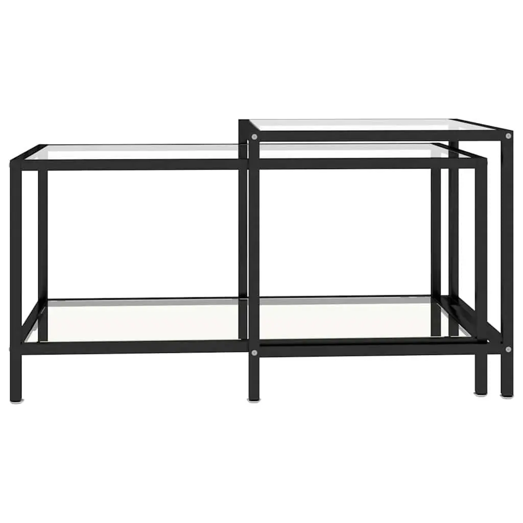 Tempered Glass Tea Tables Set of 2 Transparent Industrial Contemporary Side End Coffee Accent Furniture