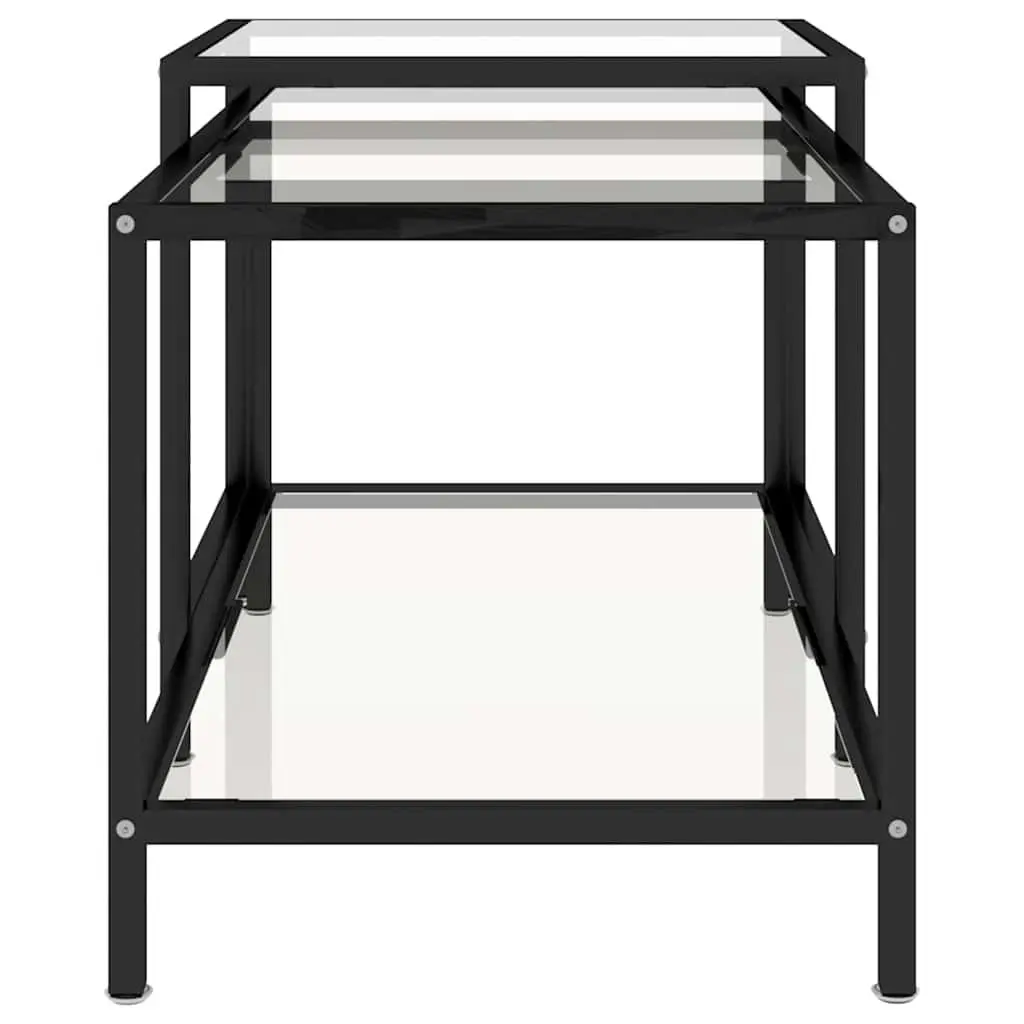 Tempered Glass Tea Tables Set of 2 Transparent Industrial Contemporary Side End Coffee Accent Furniture
