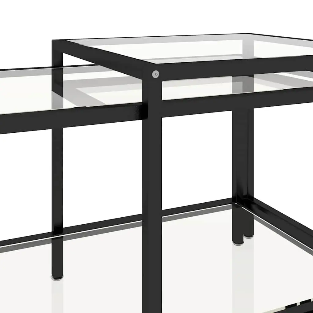 Tempered Glass Tea Tables Set of 2 Transparent Industrial Contemporary Side End Coffee Accent Furniture