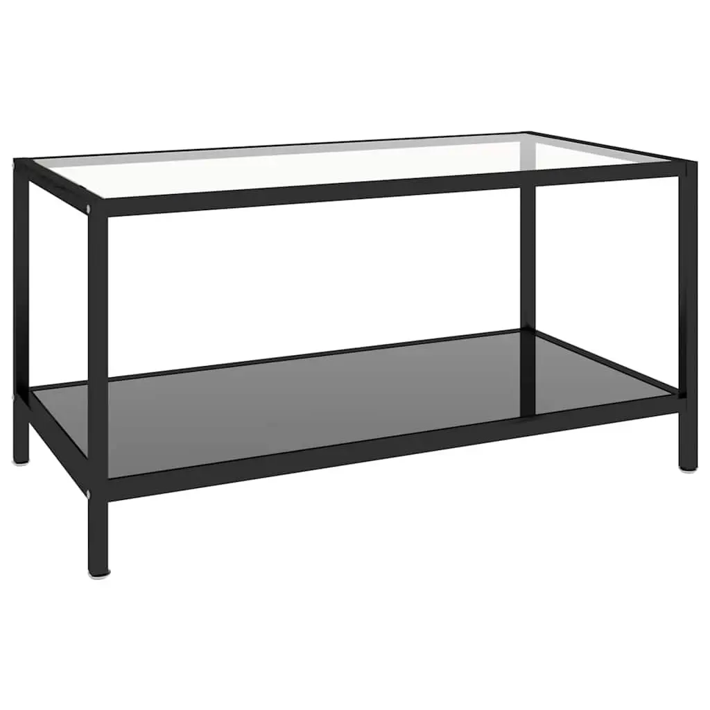 Nesting Accent End Tables Set of 2 Industrial Style Black Tempered Glass Top
