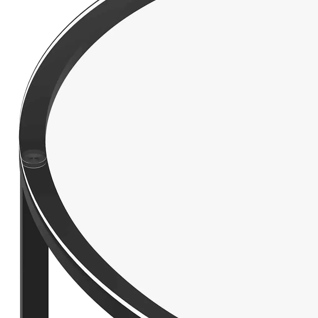 Tea Table Modern Black Marble Glass Top 70cm 2-Tier Accent Side Coffee Table