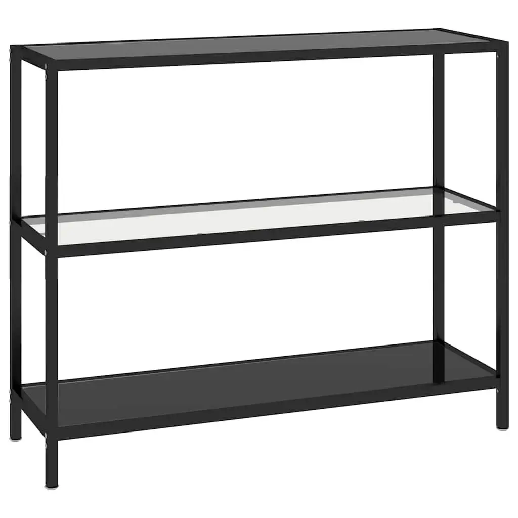Tempered Glass Corner Shelf Unit Black Iron Frame Storage Display Furniture 100 x 36 x 90 cm