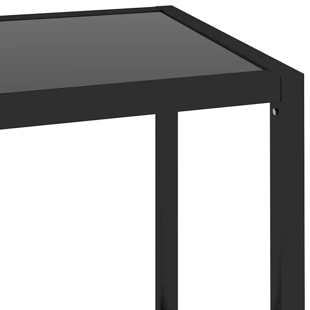 Tempered Glass Corner Shelf Unit Black Iron Frame Storage Display Furniture 100 x 36 x 90 cm