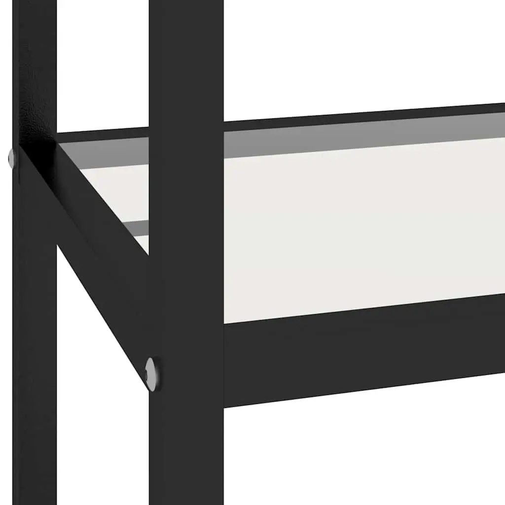 Tempered Glass Corner Shelf Unit Black Iron Frame Storage Display Furniture 100 x 36 x 90 cm