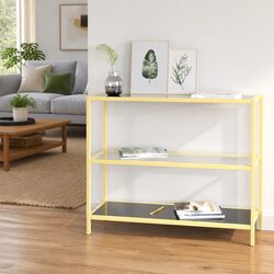 Standing Glass Shelf Unit Black Storage Bookcase Display Shelving Furniture