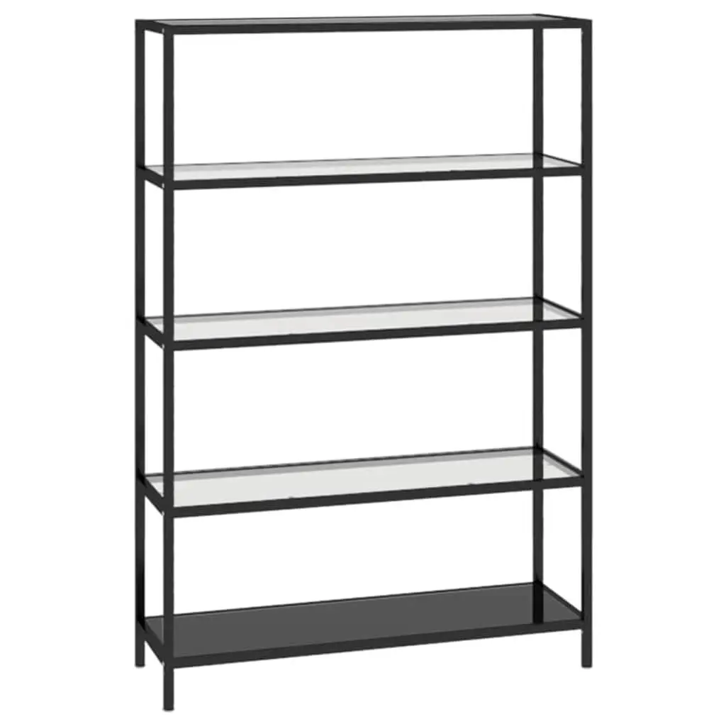 Tempered Glass Shelf Black Storage Display Bookcase 100 x 36 x 168 cm