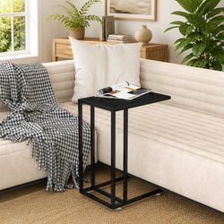 Computer Side Table Black End Table Tempered Glass Living Room Furniture