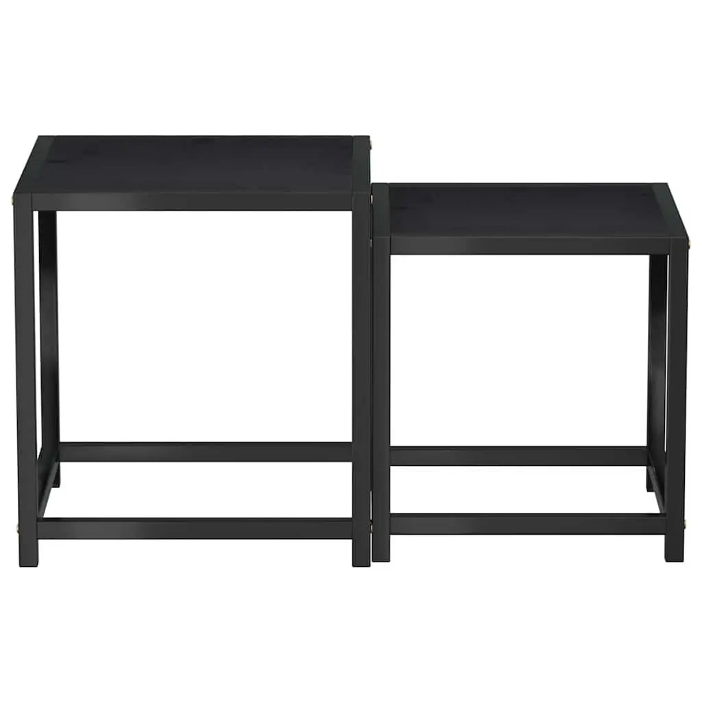 End Tables 2 Pieces MDF Black Industrial Style Side Tables Tea Coffee Table