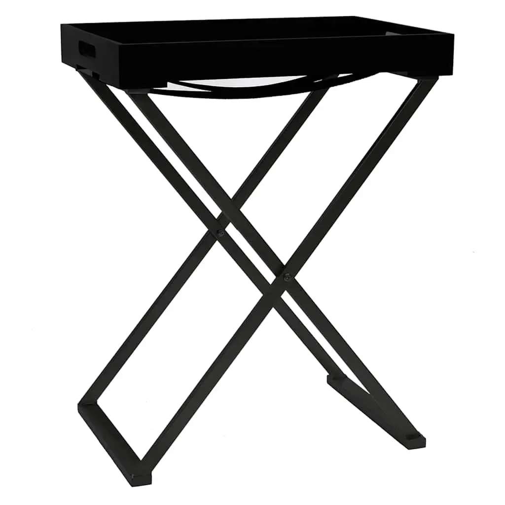 Folding Side Table Black Compact Accent End Table Indoor Outdoor Space Saving
