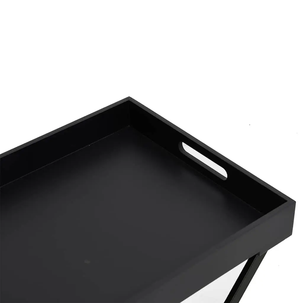Folding Side Table Black Compact Accent End Table Indoor Outdoor Space Saving