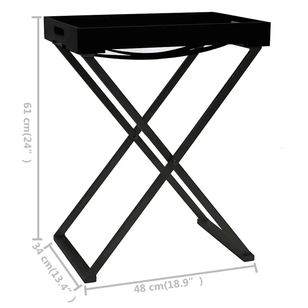 Folding Side Table Black Compact Accent End Table Indoor Outdoor Space Saving