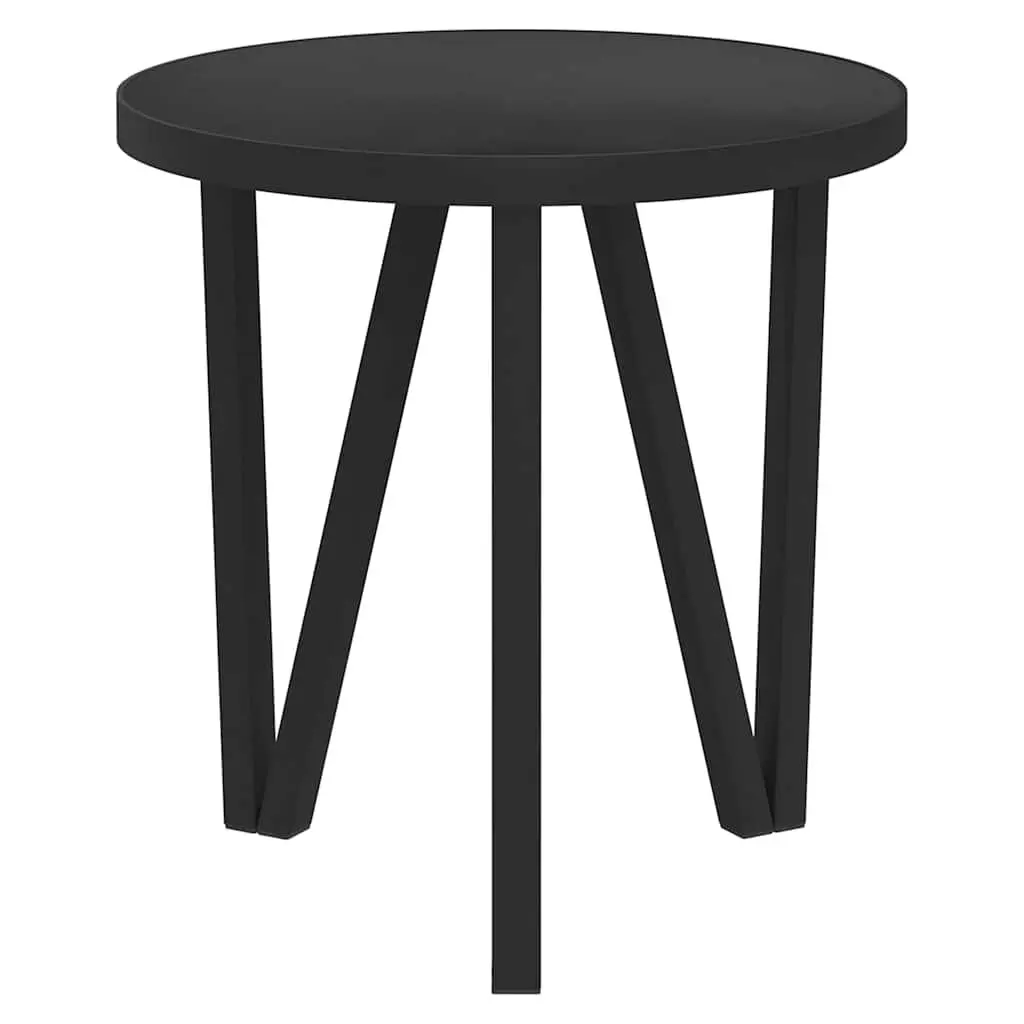 Round Tea Table Black MDF Top Contemporary 35 cm