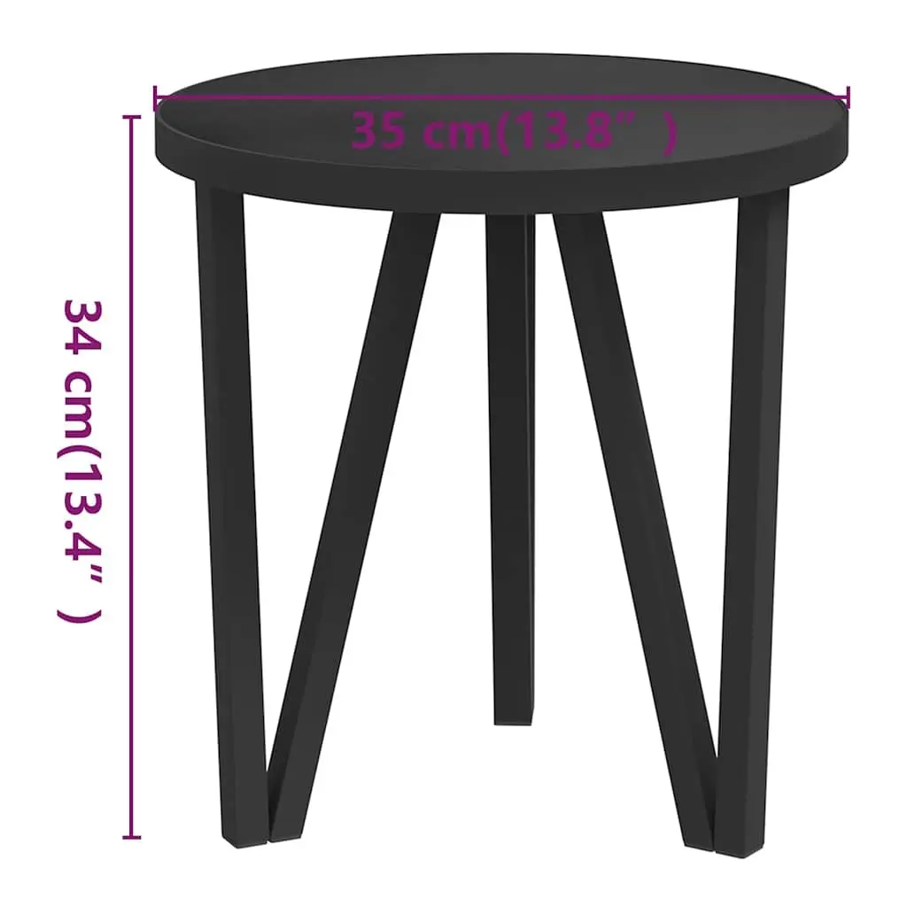 Round Tea Table Black MDF Top Contemporary 35 cm