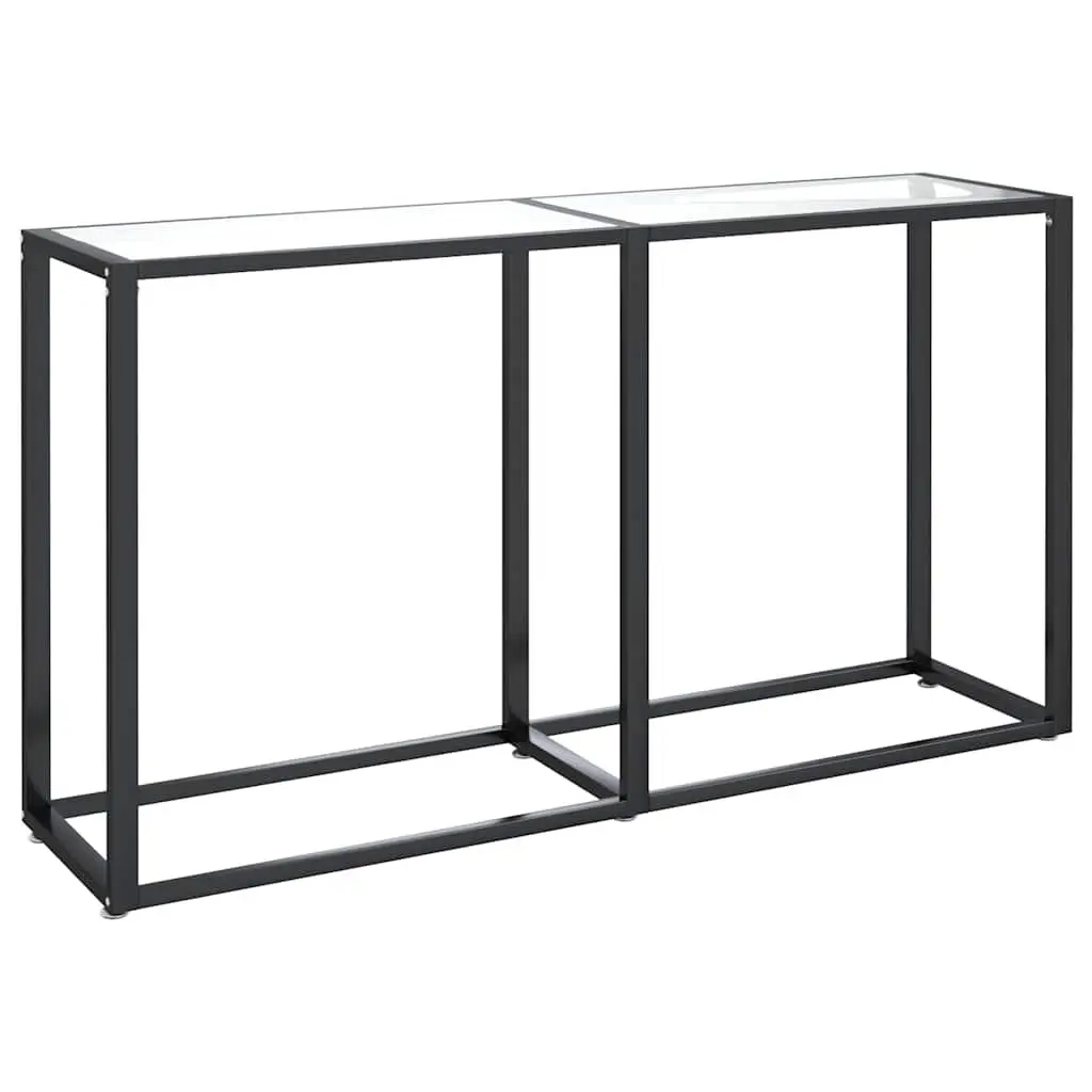 Console Table Transparent Tempered Glass 140x35x75.5cm Living Room End Table