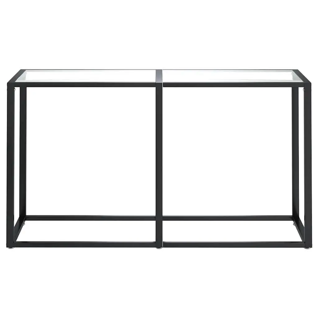 Console Table Transparent Tempered Glass 140x35x75.5cm Living Room End Table